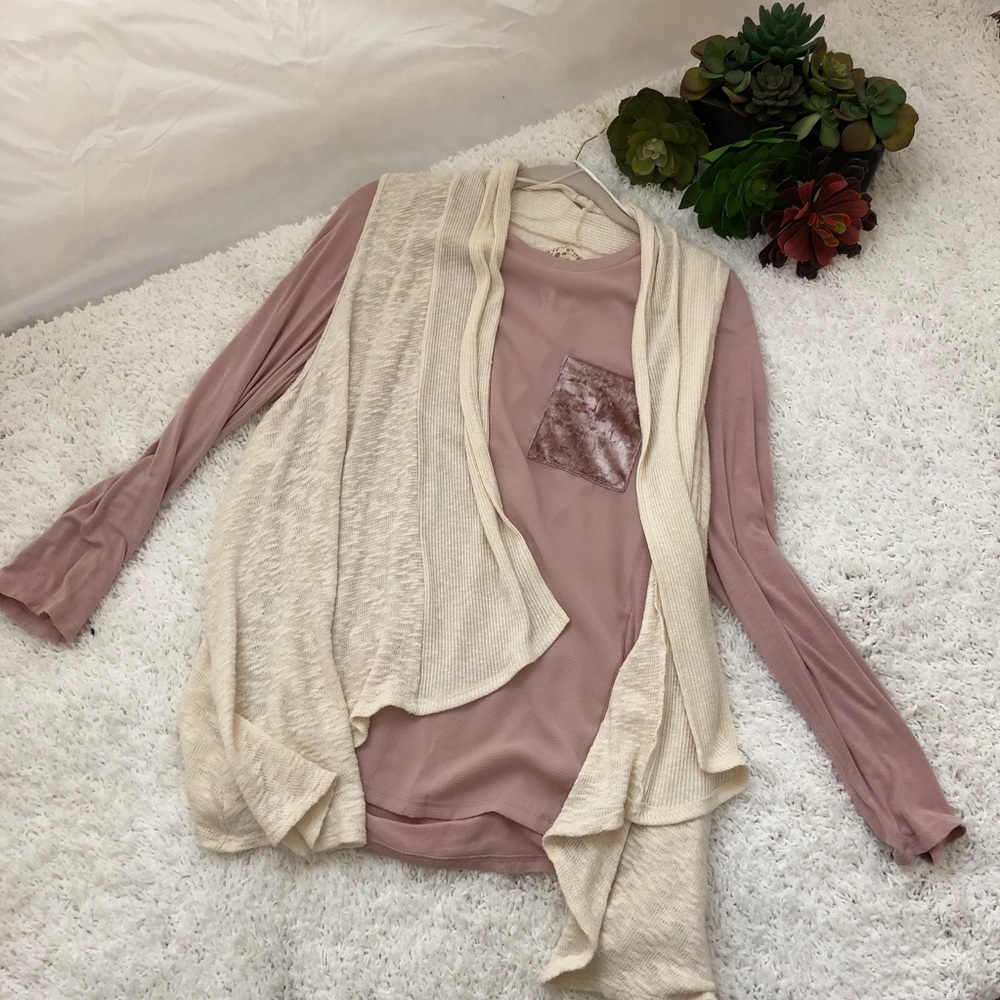 NY Collection Dusty Rose Colored Blouse Size L